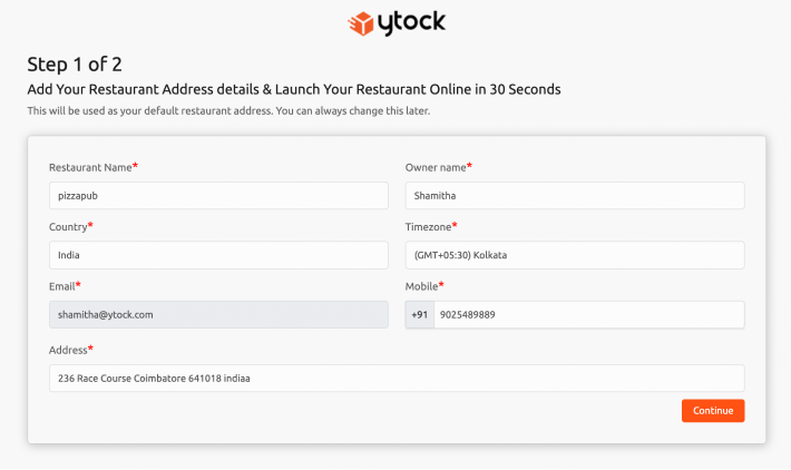 Add your Restaurant Details